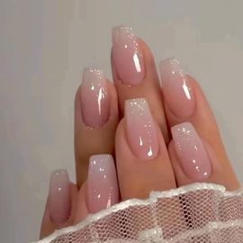 Kal-24 Pièces Faux Ongles Et Accessoires,Ongles Carrés Courts,Ongles En Acrylique Roses, Capsule Ongle Complets,Ongles À Coller Pour Femmes,Ballerine,Filles, Nail Art, Manucure 
