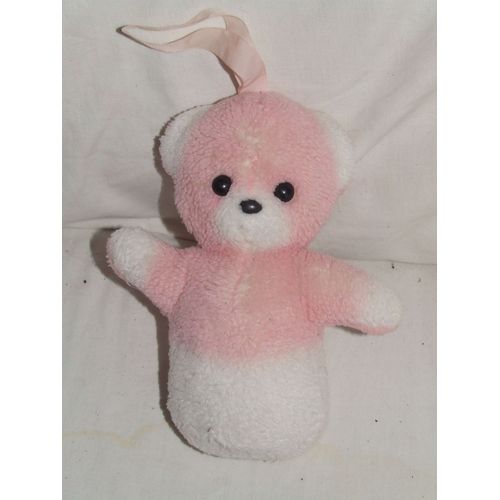 OURS BOULGOM rose blanc GRELOT 20 cm