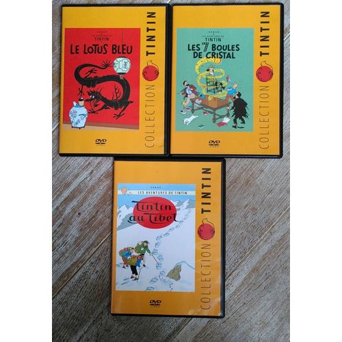 Lot 3 Dvd Tintin Lotus Bleu , Les 7 Boules De Cristal , Tintin Au Tibet