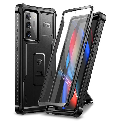 Dexnor - Coque pour Samsung Galaxy Note 20 Ultra 5G, Protection d'écran intégrée et béquille, Protection de qualité Militaire résistante aux Chocs (Noir)