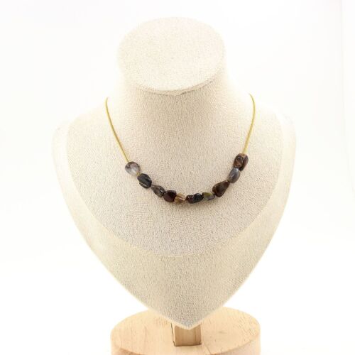 Collier 10 Perles Pietersite Des Usa. Chaine En Acier Doré Inoxydable Collier Femmes, Hommes. Taille Personnalisable.