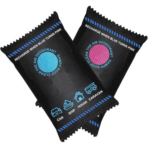 KALANKA-2pcs Sachet Anti Humidité, Gel de Silice, Absorbeur D'humidité, Résistant à L'humidité, Réutilisable, Deshumidificateur d Air, Adapté à la Déshumidification Dans les Voitures, Les Placards