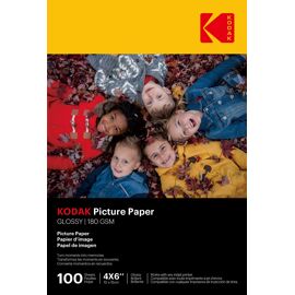 KODAK - 100 feuilles de papier photo 180g/m², brillant, Format A6 (10x15cm), Impression Jet d'encre - 9891094--