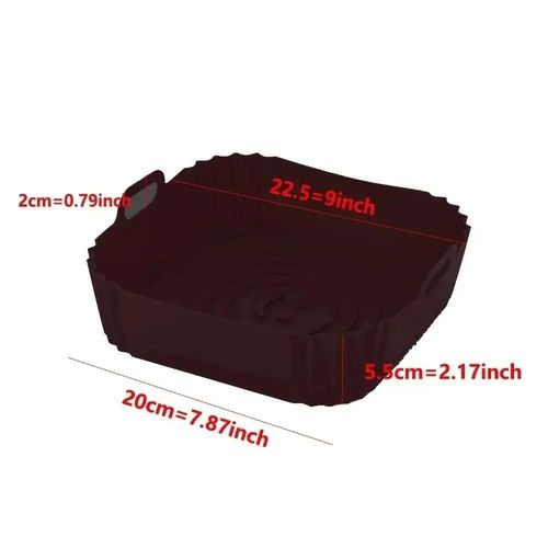 Four Silicone Airfryer Poulet 22Cm Pizza Panier Frit Friteurs Doublure Accessoires Réutilisable Air Pan Plateau De Cuisson.Black 1Pc