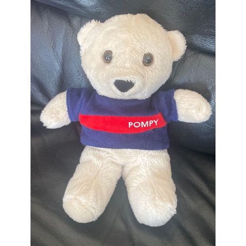 Peluche ours beige Pompy Sapeurs Pompiers de France T shirt bleu rouge 26 cm