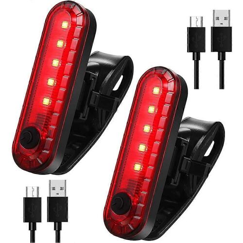 2 Pcs Usb Rechargeable Led Vélo Arrière Lumière Lumineux 4 Modes Arrière Vélo Lumière Étanche Vélo Rétro-Éclairage, Rouge