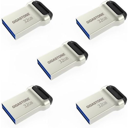 KALANKA-GIGASTONE 32Go Clé USB Nano Flash (Lot de 5) Z90 USB 3.2 Gen 1, 100Mo/s Ultra Rapide, Design Métallique, Mini, Stockage et Sauvegarde pour PC/Mac/TV/Voiture, USB 2.0/3.0/3.1 Compatible