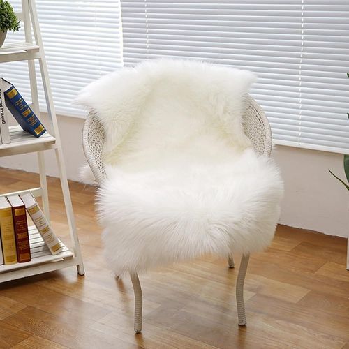 Few-Tapis En Fourrure Synthétique, Imitation Toison Moquette, Laine Tapis De Canapé Coussin Pour Chambre À Coucher, Salon, Chambre D'enfant (Blanc-60 * 90cm)