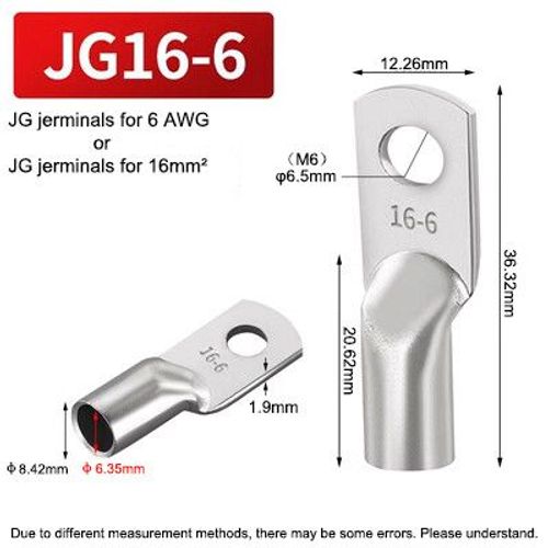 JG-Borne en Cuivre Plaqué LDP18 pour Connexion de Câble Électrique,Anneau Solide d'Alimentation M6,M8,M10,M12- [JG16-6]-100pcs