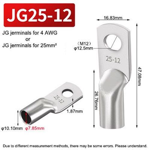 JG-Borne en Cuivre Plaqué LDP18 pour Connexion de Câble Électrique,Anneau Solide d'Alimentation M6,M8,M10,M12- [JG25-12]-20pcs