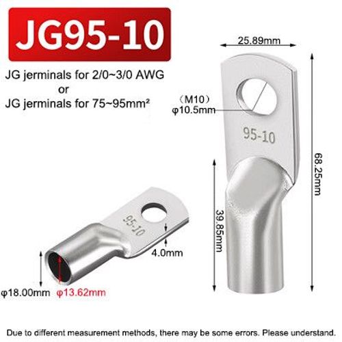 JG-Borne en Cuivre Plaqué LDP18 pour Connexion de Câble Électrique,Anneau Solide d'Alimentation M6,M8,M10,M12- [JG95-10]-20pcs