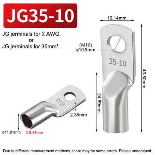 JG-Borne en Cuivre Plaqué LDP18 pour Connexion de Câble Électrique,Anneau Solide d'Alimentation M6,M8,M10,M12- [JG35-10]-6pcs