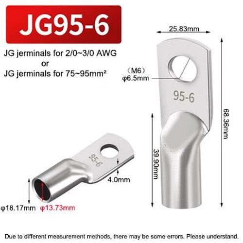 JG-Borne en Cuivre Plaqué LDP18 pour Connexion de Câble Électrique,Anneau Solide d'Alimentation M6,M8,M10,M12- [JG95-6]-8pcs