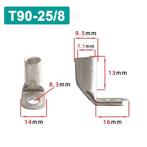Connecteur de Câble Électrique en Cuivre Plaqué 18/18 à Angle Droit pour Automobile,T90- T90-25-8[B8]