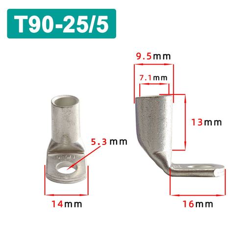 Connecteur de Câble Électrique en Cuivre Plaqué 18/18 à Angle Droit pour Automobile,T90- T90-25-5[E5]