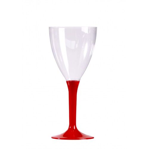 10 VERRES À VIN RÉUTILISABLES 16CL PIED ROUGE