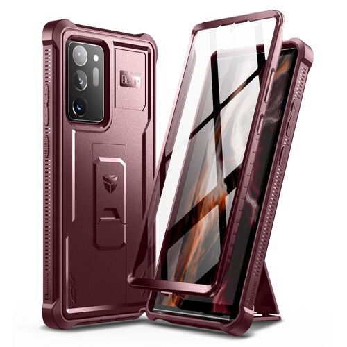 Dexnor Coque pour Samsung Galaxy Note 20 Ultra 5G, Protection d'écran intégrée et béquille, Protection de qualité Militaire résistante aux Chocs - Rouge