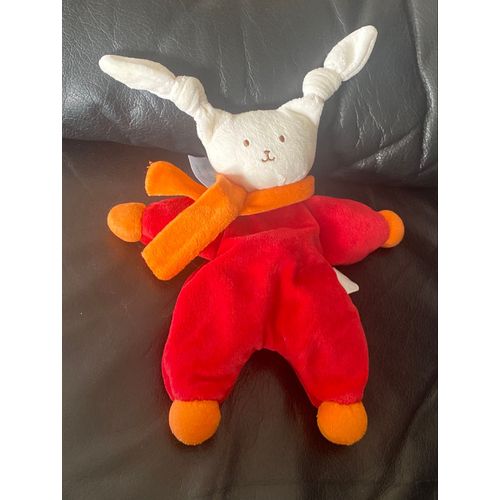COROLLE DOUDOU LAPIN PATACHOU ROUGE ECHARPE ORANGE 24CM