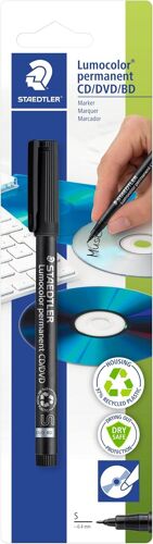 310 - Blister 1 Feutre Permanent Cd/Dvd Pointe Superfine 0,4 Mm Noir