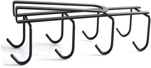 Tianyi-Porte-Tasse Fer 8 Crochets Sous L'armoire Tasse Thé Support Suspendu Sans Perçage Tasse Café Métal Organisateur Séchage Rangement Ustensiles Cuisine Pour Étagère 2,5 Cm D'épaisseur (Noir)