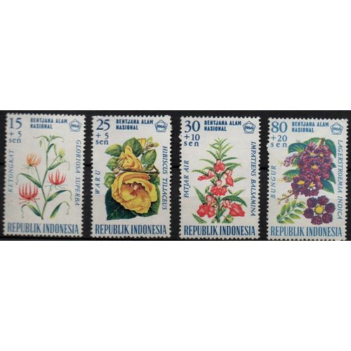 Indonésie Timbres Fleurs 1966