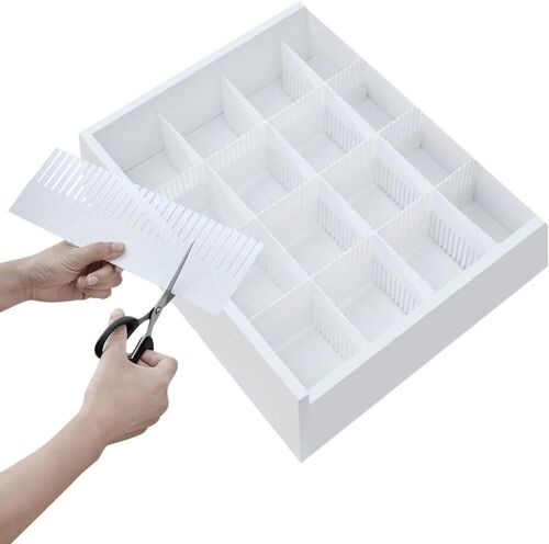 Sjzg-Blanc Organisateur Rangement Tiroir Cuisine Vetement - 5 Pièces Séparateur De Tiroir Cuisine, Amovible Et Ajustable (38 X 11cm)