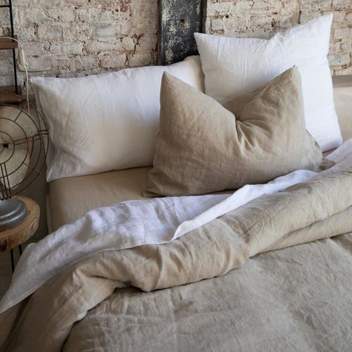 Housse De Couette Stonewashed En Lin Prusse 260 X 240