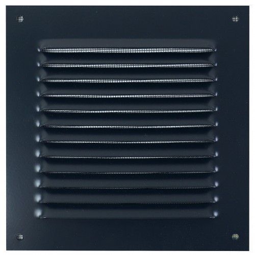 Grille d'aération métallique à persiennes anthracite - pose en applique - 240 x 240 AUTOGYRE
