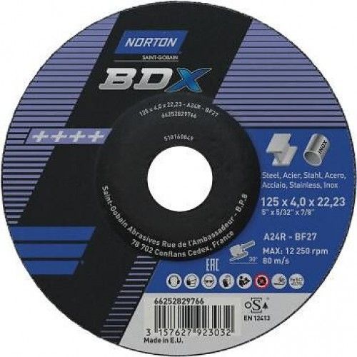 10 meules d'ébarbage BDX à moyeu déporté - 115 x 6,5 x 22,23 mm NORTON