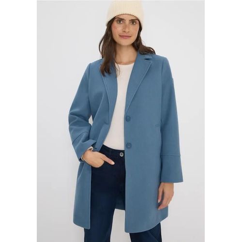 Cecil Femme Manteau À Revers Aspect Laine In Bleu, Gr: S