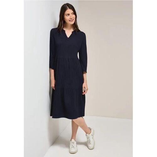 Cecil Femme Robe En Seersucker Avec Volants In Bleu, Gr: Xxl