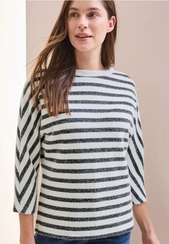 Cecil Femme Chemise Rayée En Fil De Plume In Bleu, Gr: Xl