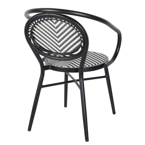 Chaise De Terrasse Style Bistrot Parisien En Aluminium Et Rotin Noir