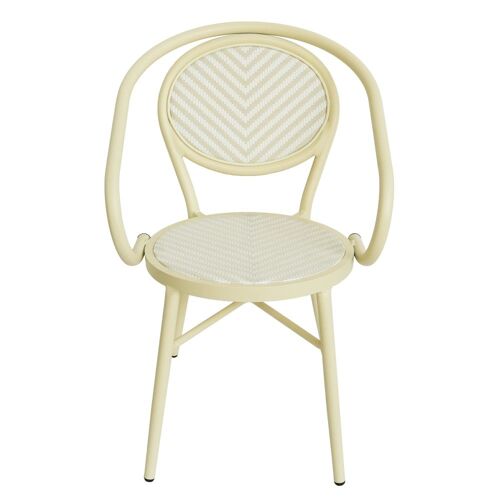 Chaise De Terrasse Style Bistrot Parisien En Aluminium Et Rotin Beige