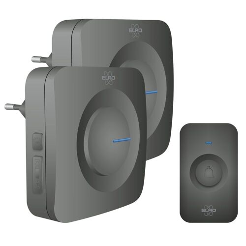 Sonnette de porte sans fil ELRO DB3000 - 2x Récepteur Plug-in - 64 Mélodies - Distance sans fil : 300m - Noir