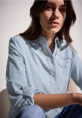 Cecil Femme Blouse Rayée En Seersucker In Bleu, Gr: Xxl