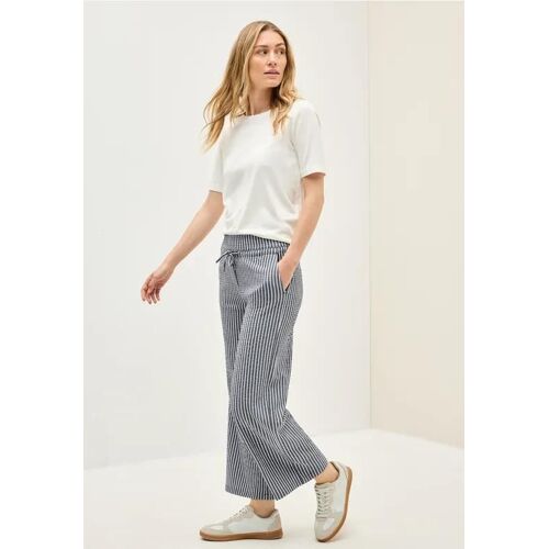 Cecil Femme Pantalon Rayé En Seersucker In Bleu, Gr: Xl