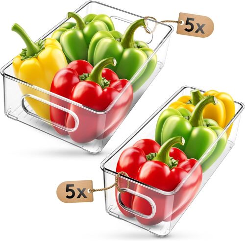 Sjzg-® Organisateur De Réfrigérateur [10 Boîtes] Ensemble De Tiroirs Pour Ranger Fruits Et Légumes | 5 X Dimensions : 26,5 X 15 X 7,5 Cm | 5 X Dimensions : 25 X 10 X 7,5 Cm