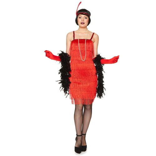Déguisement Charleston Rouge À Franges Femme - Taille: Xs