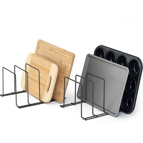 Supports pour plaques de cuisson et planches à découper Lot de 2 Rangement des casseroles Organisateur de placard de cuisine Noir