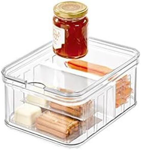 SJZG-Idesign Casier Rangement Pour Frigo, Petit Bac Alimentaire En Plastique Sans Bpa, Bac Rangement Pour La Cuisine Ou Le Bureau, Transparent