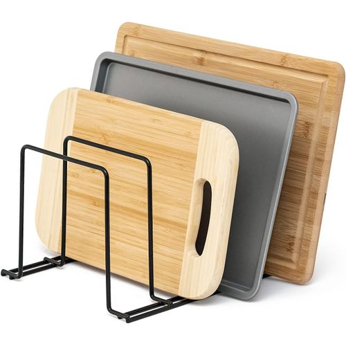 Supports pour plaques de cuisson et planches à découper Lot de 2 Rangement des casseroles Organisateur de placard de cuisine Noir