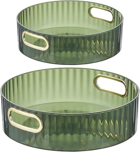 Sjzg-2 Pcs Plateau Tournant, Multifonction Porte-Épices 360 ° Organisateur De Cuisine, Rangement Rotatifs À 360° Pour Salle De Bain,Support Pour Bocaux Et Épices, Vert