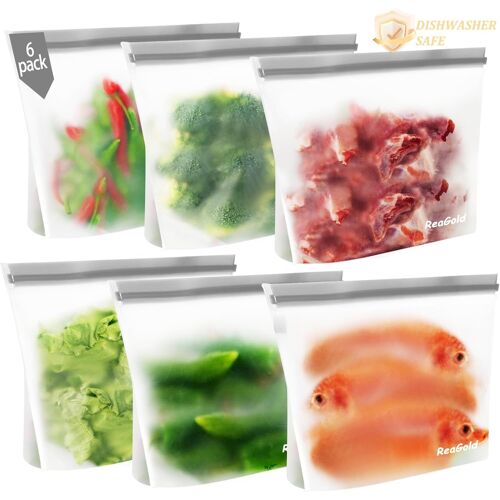 ERSHI-Lot de 6 Gallon Sac Congelation Zip, Sac Congelation Reutilisable, Sacs Alimentaires et pour Sandwichs, Pochette Alimentaire[2365]