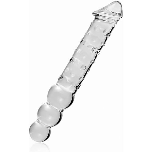 Jgd-29,5cm Gode En Verre À Deux Extrémités, Godemichets Avec 3 Perles Rondes Et Un Pénis Réaliste, Perles Anales Pour Massage De La Prostate, Sextoys En Verre Pour Couple Homme Femme (L)
