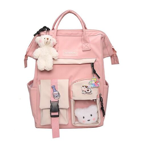 Sac à dos Kawaii 2025 avec accessoires mignons Sac à dos d'école pour fille de grande capacité avec épingle Kawaii et multip