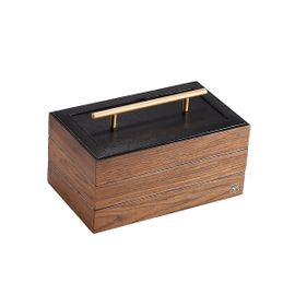 Coffre De Rangement Rectangulaire En Bois De Noyer Noir Avec Serrure
