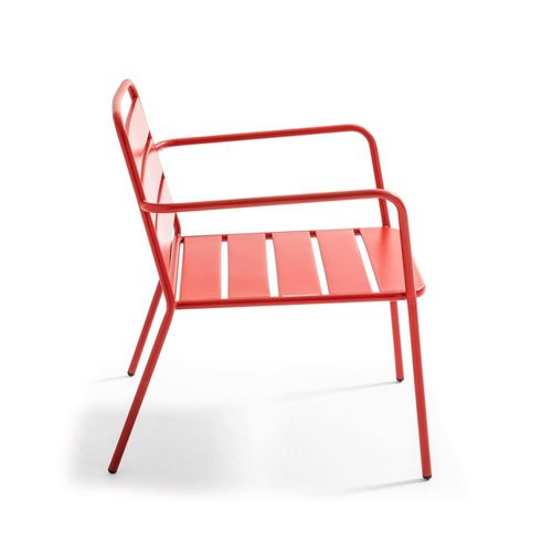 Fauteuil De Jardin Bas En Métal Rouge