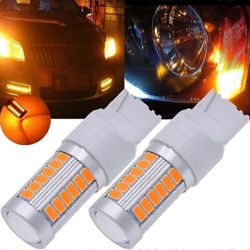 7440, T20 Ampoules Led Ambre Jaune 900 Lumens Super Bright Clignotants Lumière Frein Stop Parking Ligh