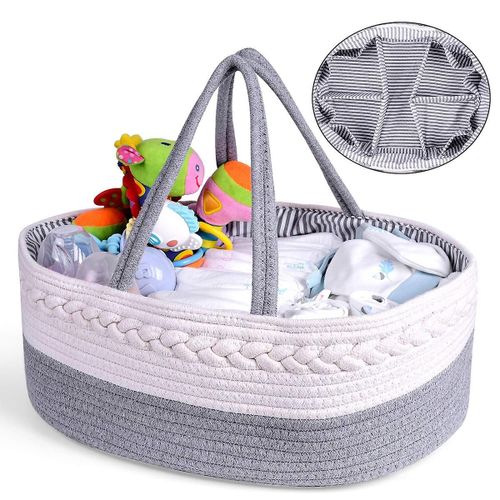Sac À Langer Pour Bébé, Grand Sac Fourre-Tout Portable En Toile 100 % Coton, Organiseur De Rangement Pour Voiture